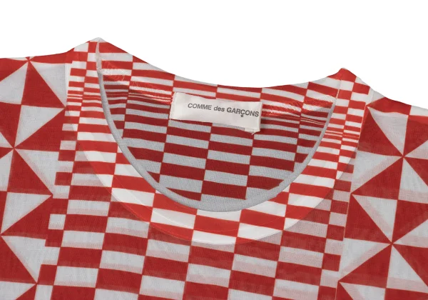 COMME des GARCONS Checker Print See-through T Shirt K-169707_004