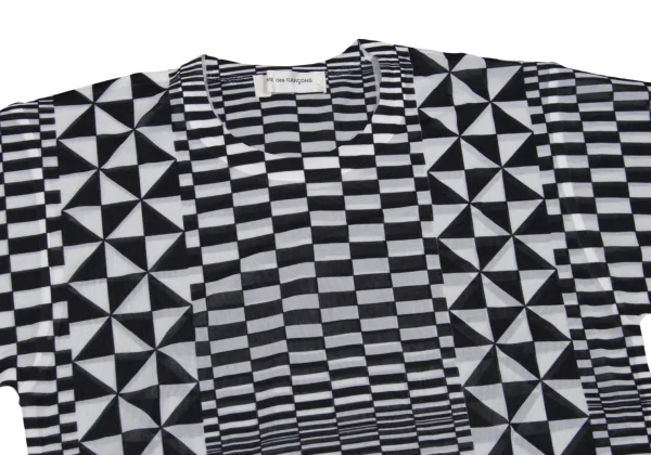COMME des GARCONS Checker Print See-through T Shirt K-169708_003
