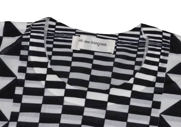 COMME des GARCONS Checker Print See-through T Shirt K-169708_004