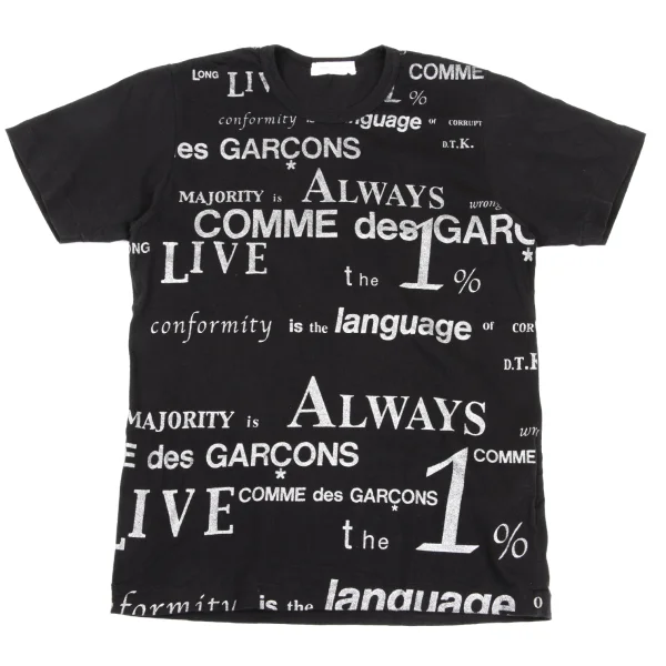 COMME des GARCONS Lettering Glitter Print T Shirt Black S=M K-169710_001