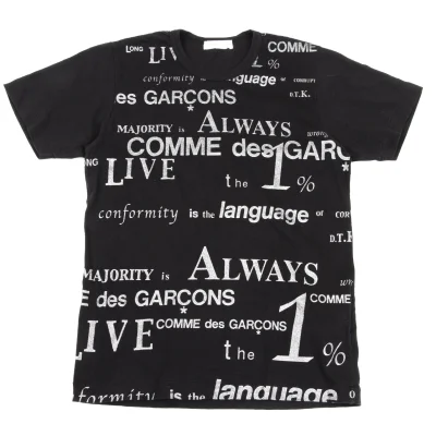 COMME des GARCONS Lettering Glitter Print T Shirt