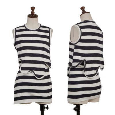 COMME des GARCONS Wave Cutting Design Stripe Sleeveless Top