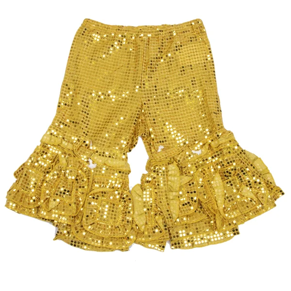 COMME des GARCONS Sequin Frill Hem Cropped Pants Gold S K-169718_001