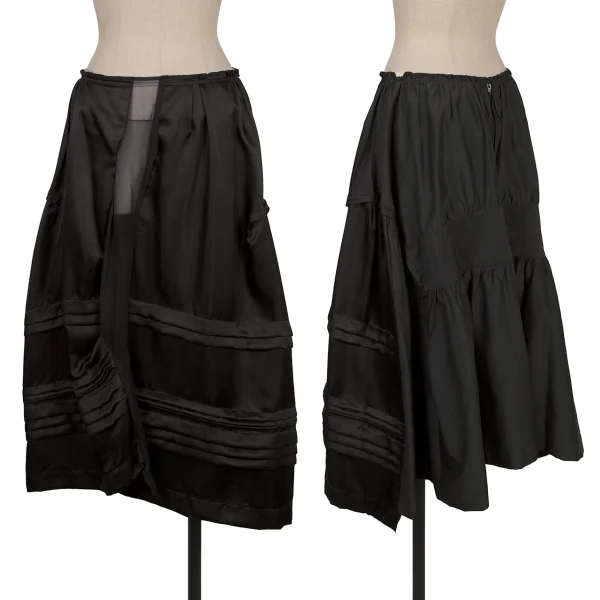 COMME des GARCONS Front See-through Line Gathered Skirt Black M K-169723_001