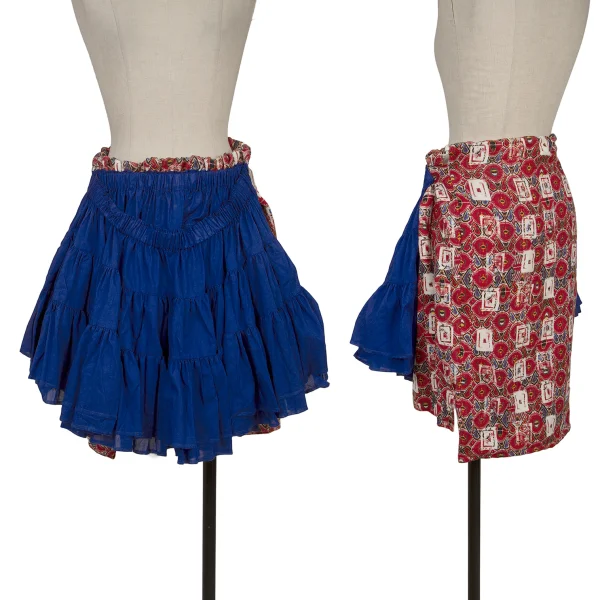 COMME des GARCONS Patterned Purse Docking Gathered Skirt Blue,Red S K-169725_001