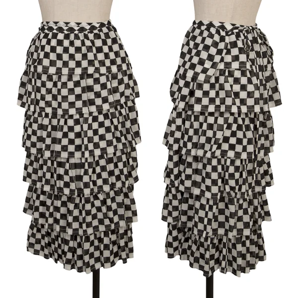 robe de chambre COMME des GARCONS Check Chiffon Tiered Skirt White,Black S-M K-169738_001