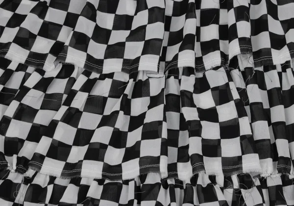 robe de chambre COMME des GARCONS Check Chiffon Tiered Skirt K-169738_011