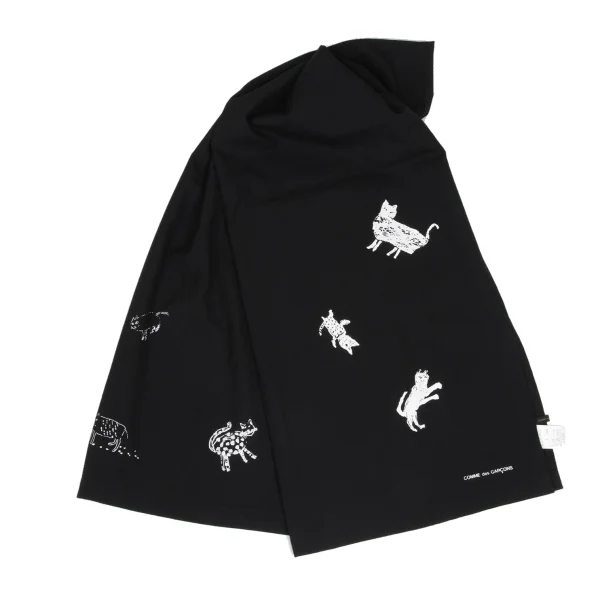COMME des GARCONS Cat Drawing Print Stole Black  K-169741_001