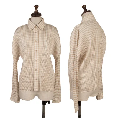 PLEATS PLEASE Checker Button-down Shirt