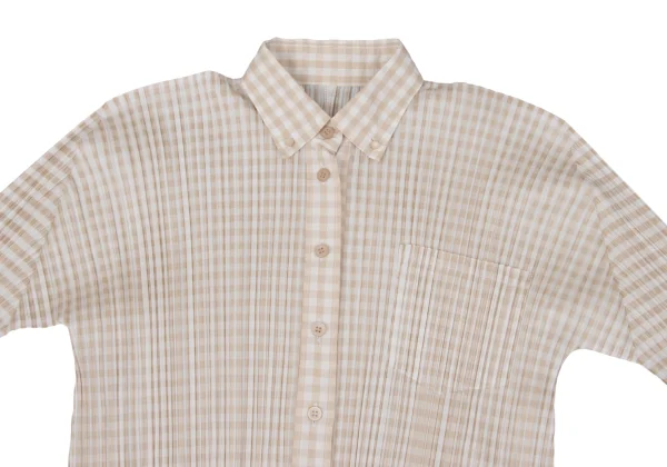 PLEATS PLEASE Checker Button-down Shirt K-169754_003