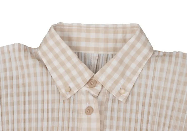 PLEATS PLEASE Checker Button-down Shirt K-169754_004