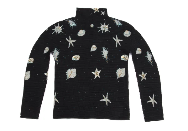 ISSEY MIYAKE me Marine Print Stretch Pleated Turtleneck T Shirt K-169756_002