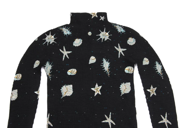 ISSEY MIYAKE me Marine Print Stretch Pleated Turtleneck T Shirt K-169756_003