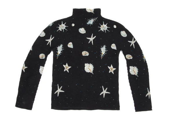 ISSEY MIYAKE me Marine Print Stretch Pleated Turtleneck T Shirt K-169756_010