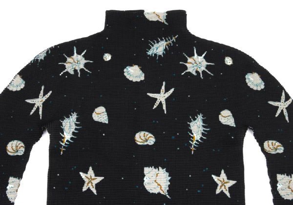 ISSEY MIYAKE me Marine Print Stretch Pleated Turtleneck T Shirt K-169756_011