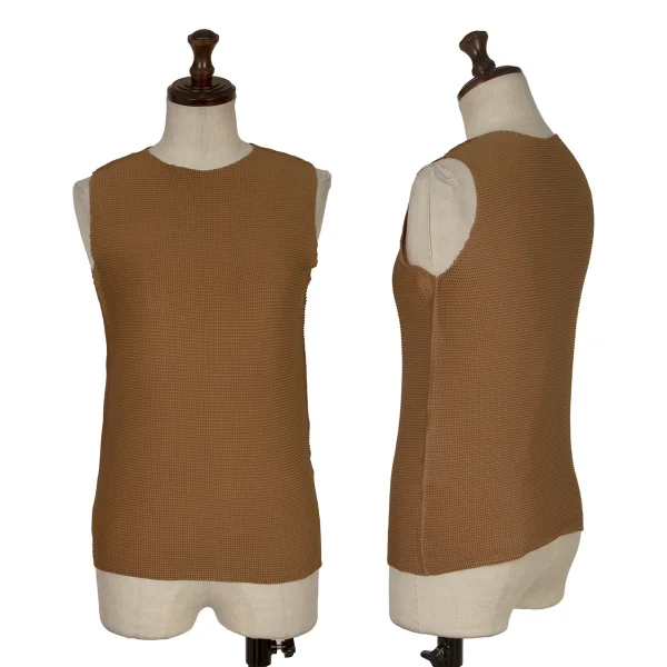 ISSEY MIYAKE me Stretch Pleated Tank Top Camel Free K-169757_001