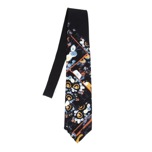 Jean Paul GAULTIER HOMME Graphic Print Silk Tie Black,Multi-Color  K-169761_001