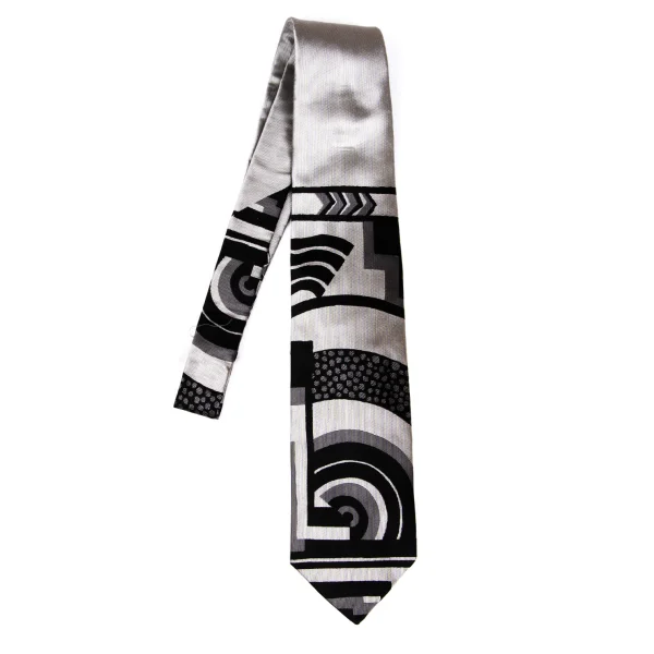 Jean Paul GAULTIER HOMME Geometric Silk Tie Silver,Black  K-169762_001