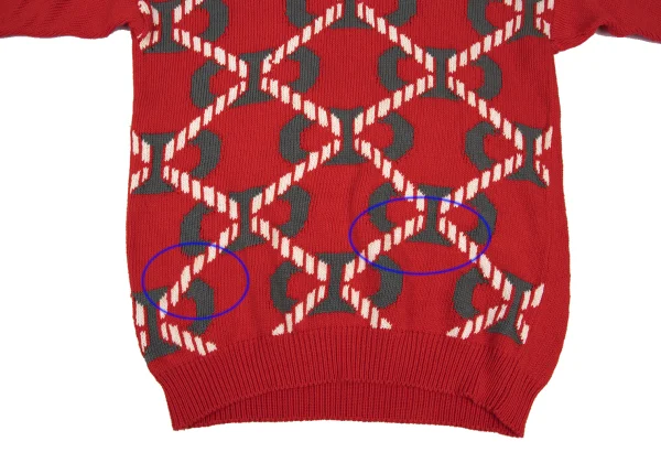 HERMES Cotton Geometric Jacquard V-neck Knit Sweater K-169764_010