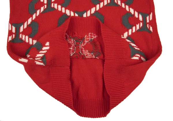 HERMES Cotton Geometric Jacquard V-neck Knit Sweater K-169764_011