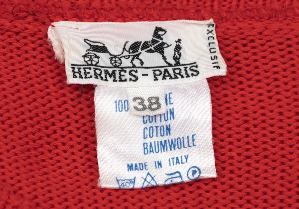 HERMES Cotton Geometric Jacquard V-neck Knit Sweater K-169764_014