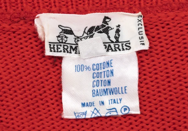 HERMES Cotton Geometric Jacquard V-neck Knit Sweater K-169764_015