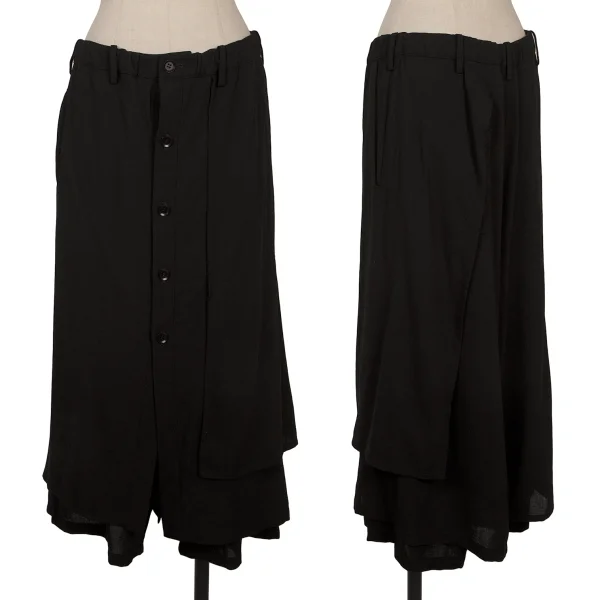 Yohji Yamamoto NOIR Wool Front Button Skirt Pants Black 2 K-169773_001