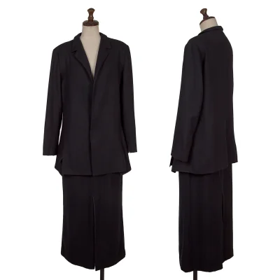 Yohji Yamamoto FEMME Wool Piping Slit Design Jacket & Skirt