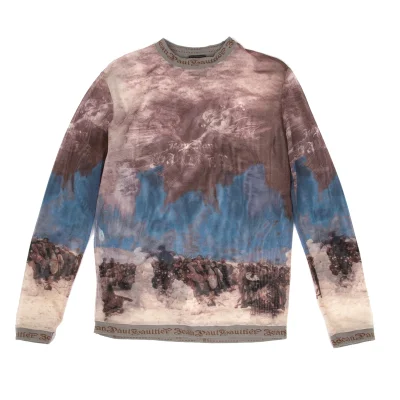 Jean Paul GAULTIER CLASSIQUE Printed Logo Trim Mesh T Shirt