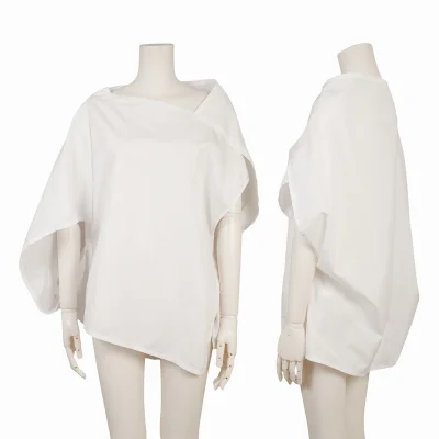 Y's Cotton Panel Design Asymmetrical Blouse