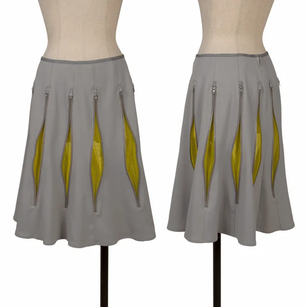 JUNYA WATANABE COMME des GARCONS Poly Zipper Mesh Skirt Grey,Yellow XS K-169795_001