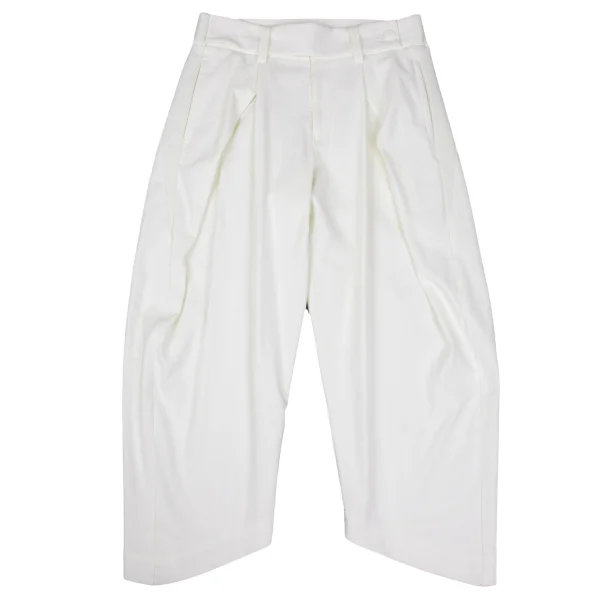 ISSEY MIYAKE In-tuck Side Rib Switching Cropped Pants White 2 K-169796_001