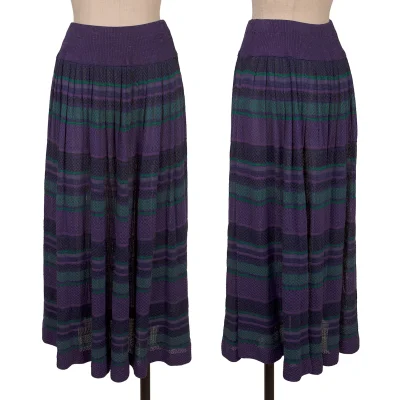 ISSEY MIYAKE Rayon Cotton Multi Striped Knit Skirt