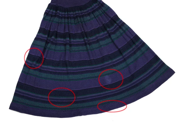 ISSEY MIYAKE Rayon Cotton Multi Striped Knit Skirt K-169798_006