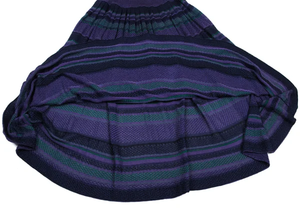 ISSEY MIYAKE Rayon Cotton Multi Striped Knit Skirt K-169798_011