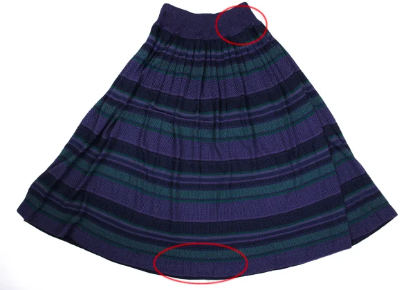 ISSEY MIYAKE Rayon Cotton Multi Striped Knit Skirt K-169798_012