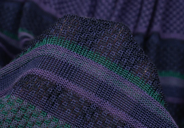 ISSEY MIYAKE Rayon Cotton Multi Striped Knit Skirt K-169798_015