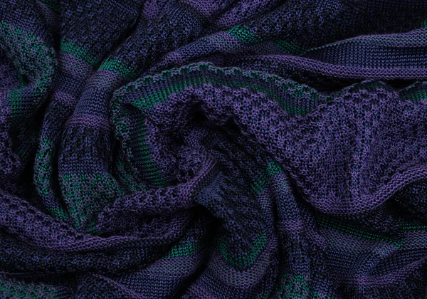 ISSEY MIYAKE Rayon Cotton Multi Striped Knit Skirt K-169798_016