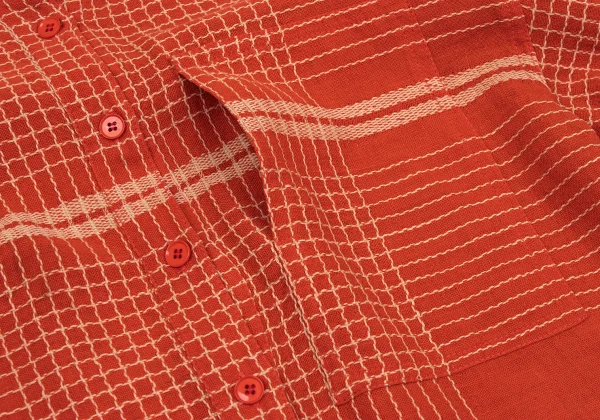 ISSEY MIYAKE Cotton Linen Embroidery Design Band Collar Pullover Shirt K-169799_007