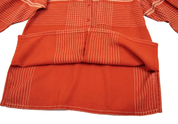 ISSEY MIYAKE Cotton Linen Embroidery Design Band Collar Pullover Shirt K-169799_014