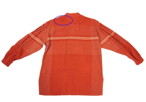 ISSEY MIYAKE Cotton Linen Embroidery Design Band Collar Pullover Shirt K-169799_015