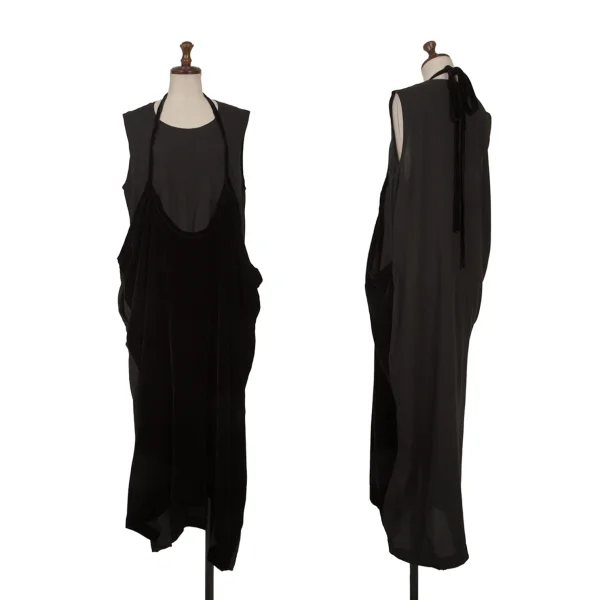 robe de chambre COMME des GARCONS Velour Halter Neck Switching Dress Black M K-169812_001