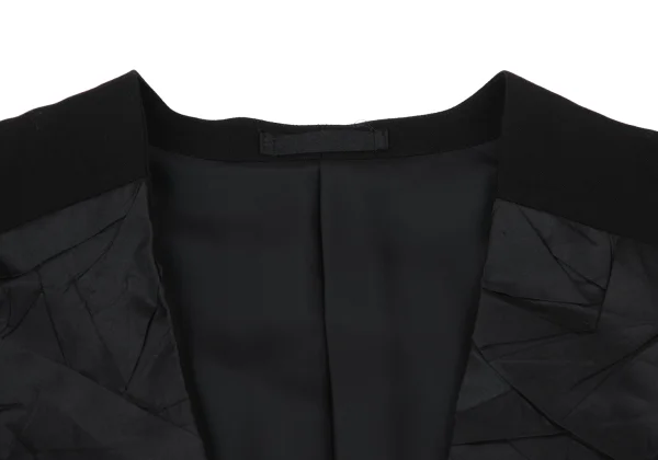 ISSEY MIYAKE MEN Wrinkle Silk Switching Wool Collarless Jacket K-169813_003