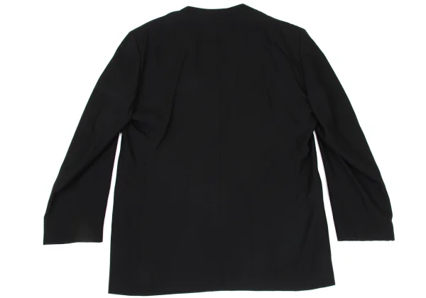 ISSEY MIYAKE MEN Wrinkle Silk Switching Wool Collarless Jacket K-169813_012