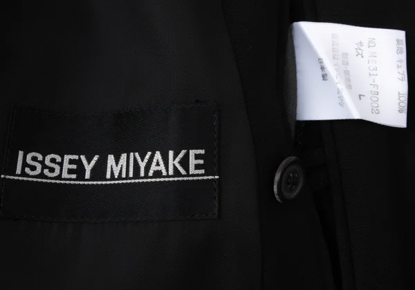 ISSEY MIYAKE MEN Wrinkle Silk Switching Wool Collarless Jacket K-169813_015