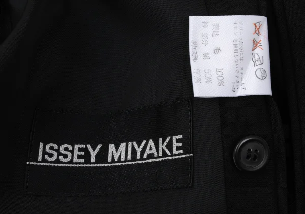 ISSEY MIYAKE MEN Wrinkle Silk Switching Wool Collarless Jacket K-169813_016