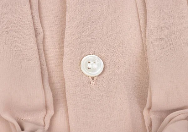 COMME des GARCONS Frilled Velour Switching Knot Tape Embellished Sheer Blouse K-169824_005