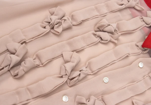 COMME des GARCONS Frilled Velour Switching Knot Tape Embellished Sheer Blouse K-169824_006