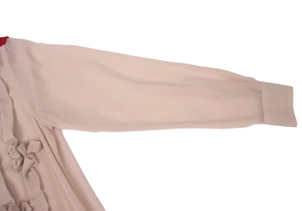 COMME des GARCONS Frilled Velour Switching Knot Tape Embellished Sheer Blouse K-169824_007