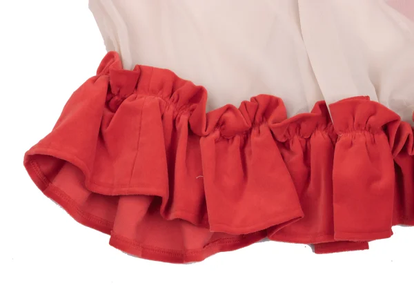 COMME des GARCONS Frilled Velour Switching Knot Tape Embellished Sheer Blouse K-169824_010